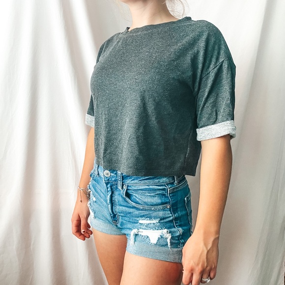 Divided Tops - Dark grey T-shirt crop top